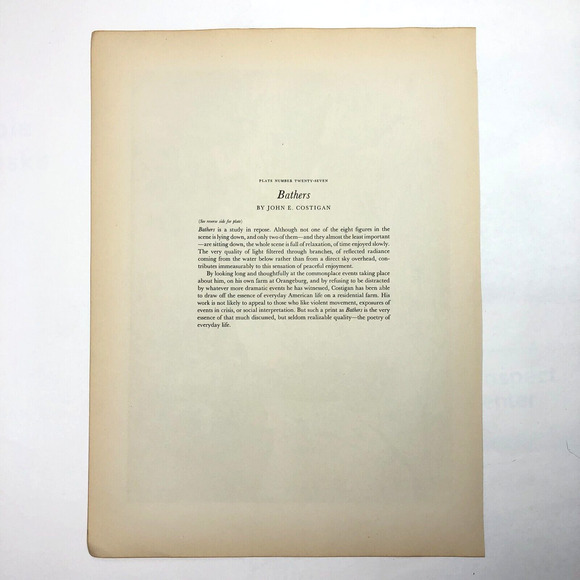 John E Costigan "Bathers" Art 1930s Print Treasury Collection Sketch Vintage - Picture 8 of 12